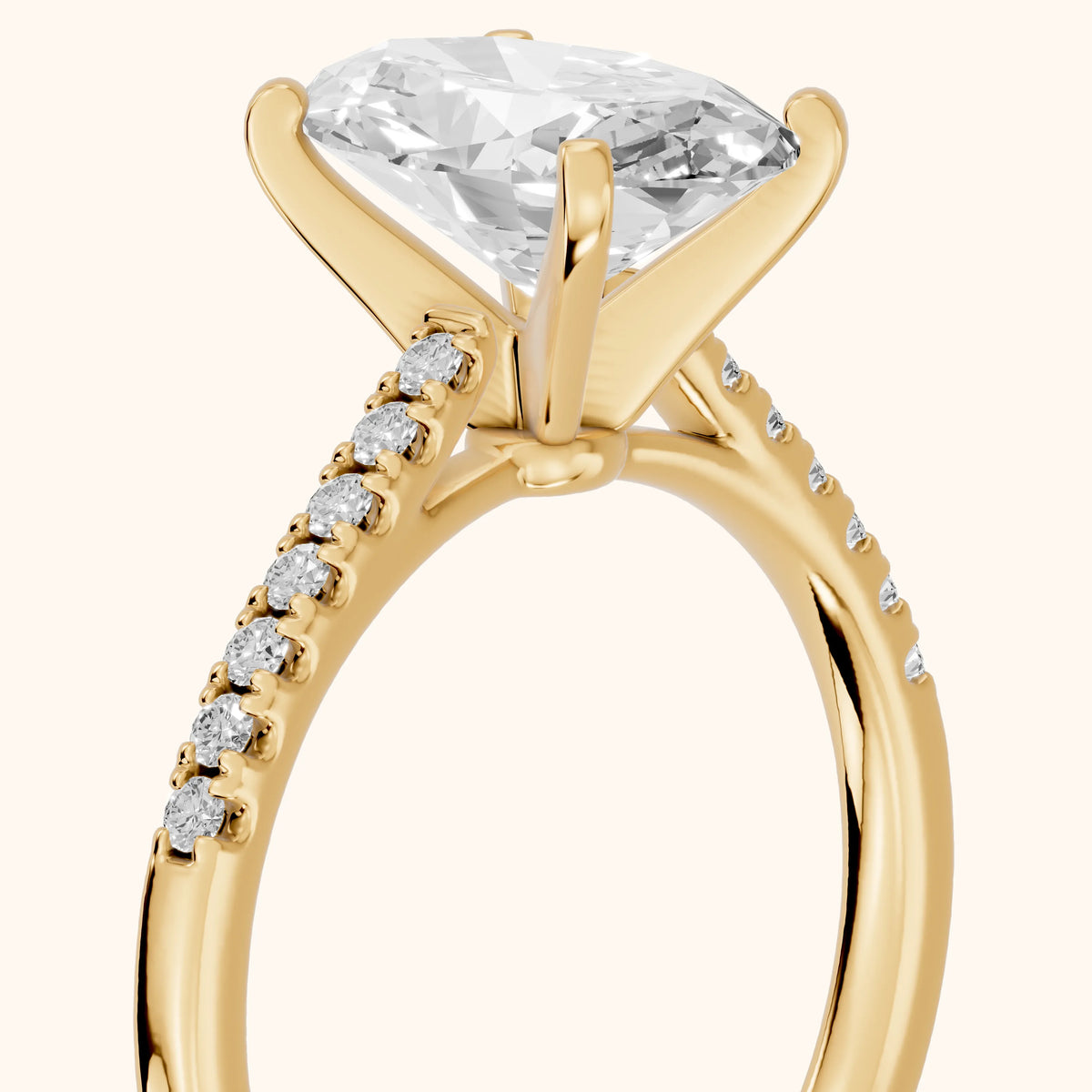 Salem Pavé Oval Diamond Engagement Ring in Yellow Gold - slant-view.webp
