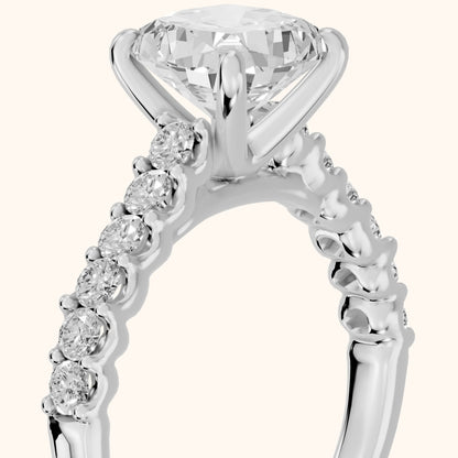 Marcella Cathedral Pavé Cushion Diamond Engagement Ring in Silver - slant-view.webp