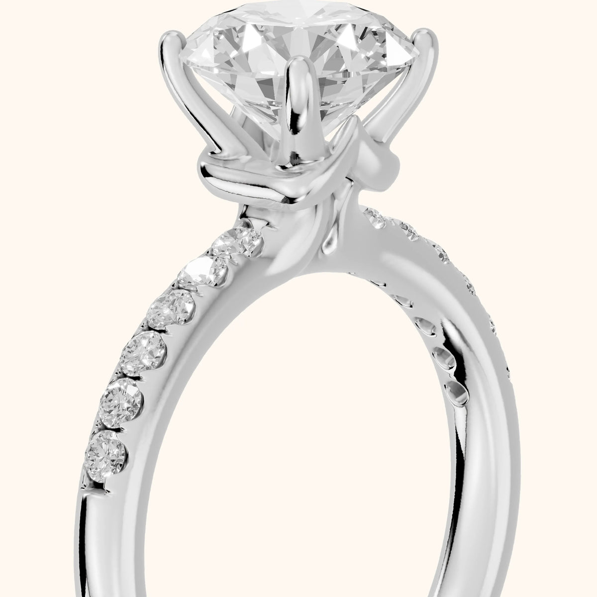 Brea Twist Pavé Round Diamond Engagement Ring in Platinum - slant-view.webp