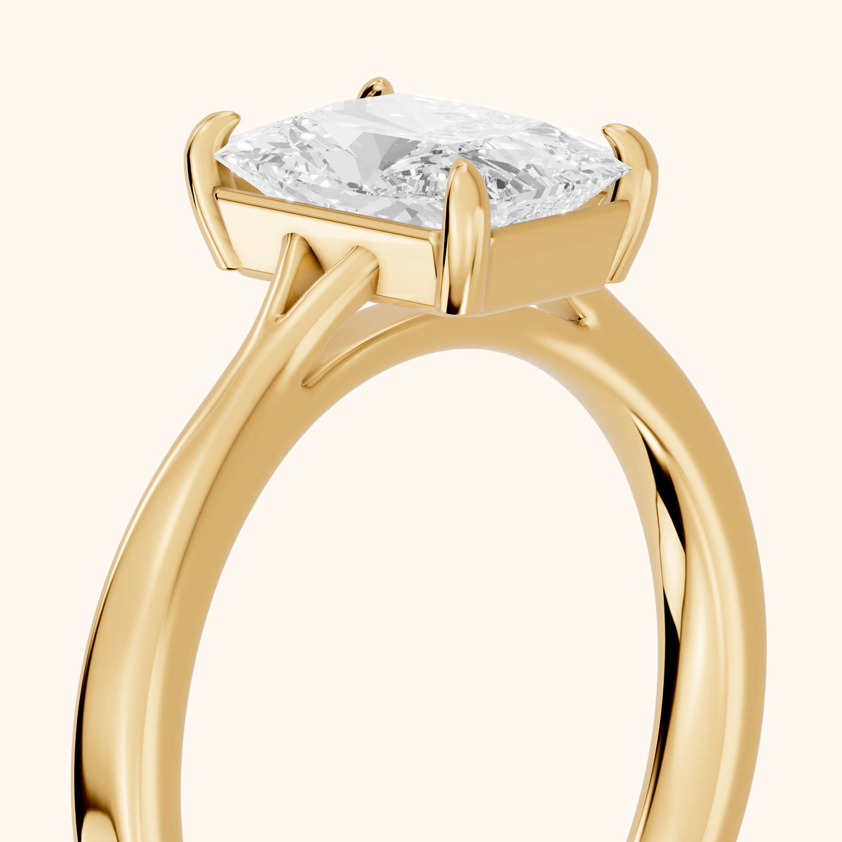 Evangeline Trellis Solitaire Radiant Diamond Engagement Ring in Yellow Gold - slant-view.webp