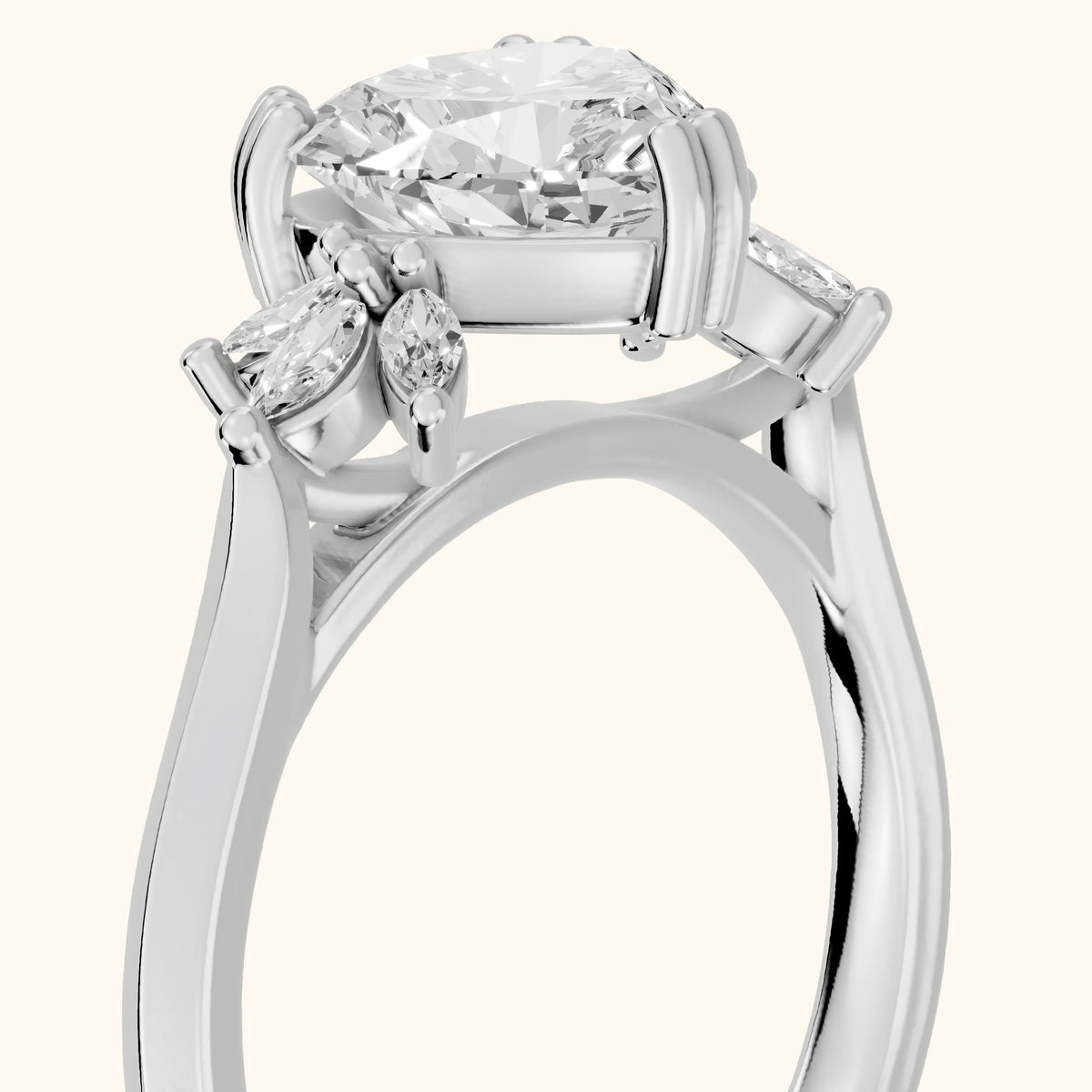 Cary Vine Cluster Heart Diamond Engagement Ring in Silver - slant-view.webp