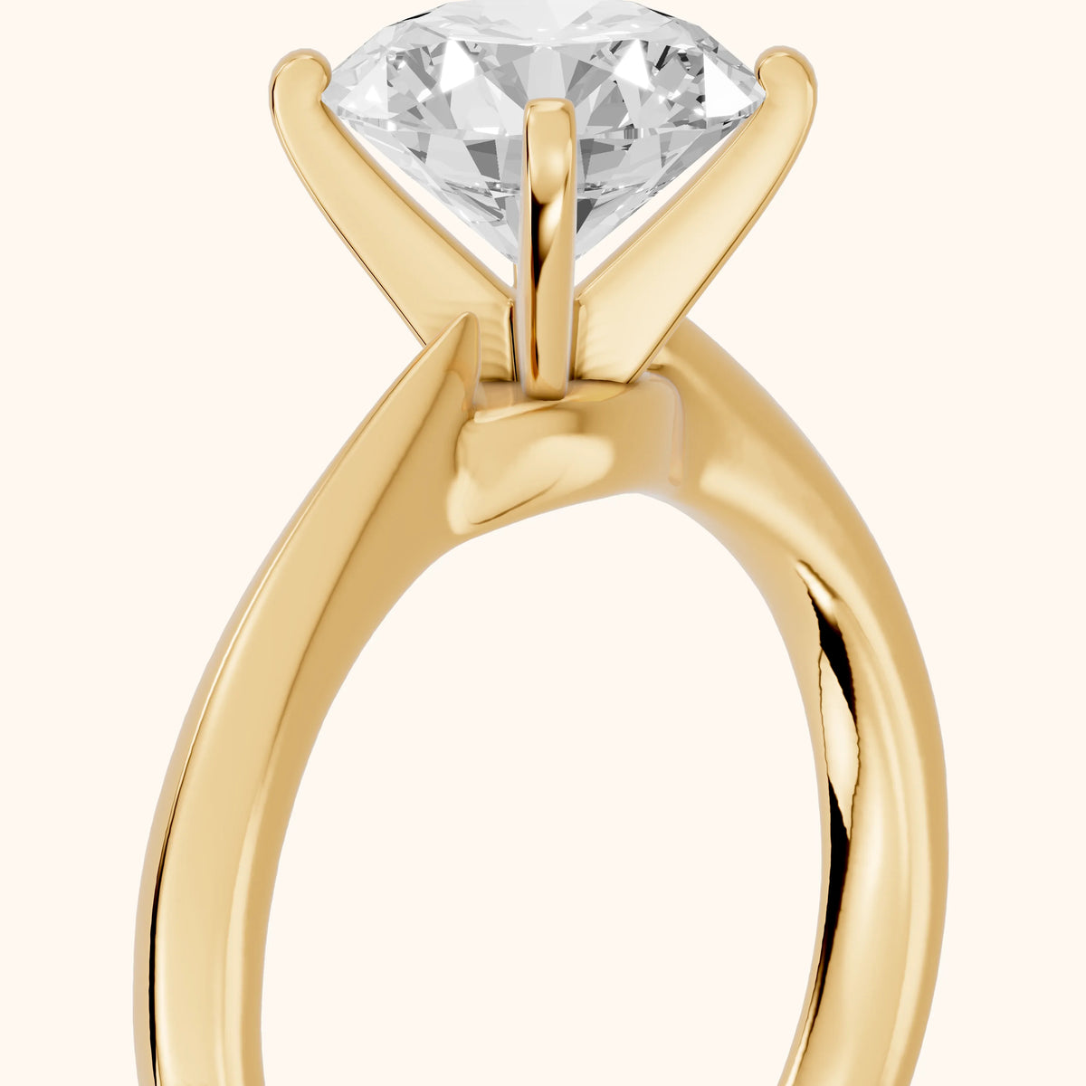 Arlette Solitaire Knife Edge Round Diamond Engagement Ring in Yellow Gold - slant-view.webp