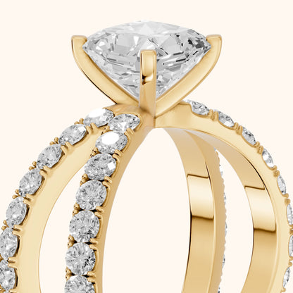 Lior Criss Cross Pavé Radiant Diamond Engagement Ring in Yellow Gold - slant-view.webp