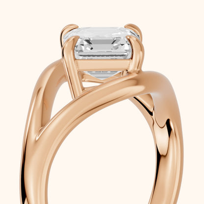 Madeleine Split Shank Asscher Diamond Engagement Ring in Rose Gold - slant-view.webp