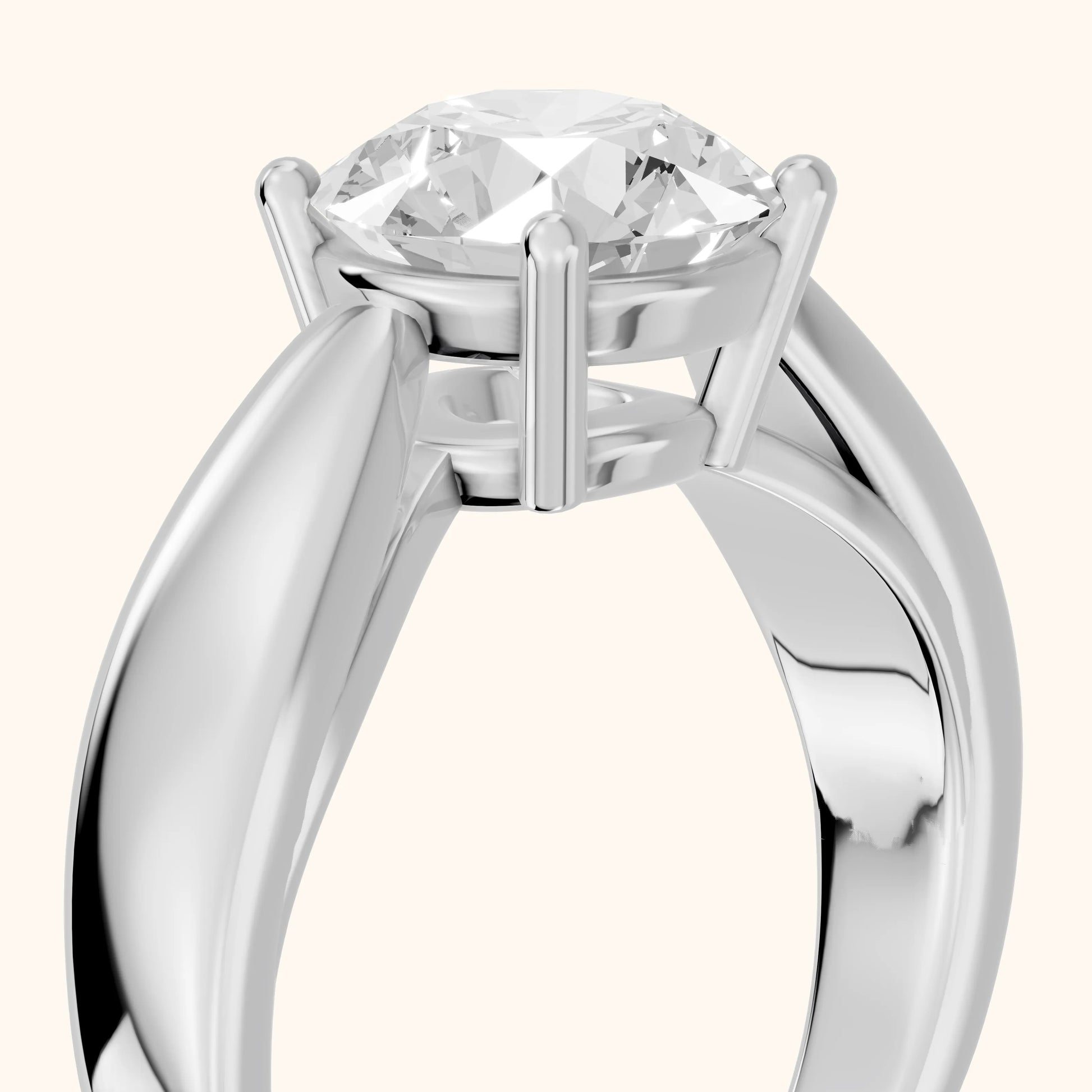Talia Solitaire Twist Round Diamond Engagement Ring in White Gold - slant-view.webp