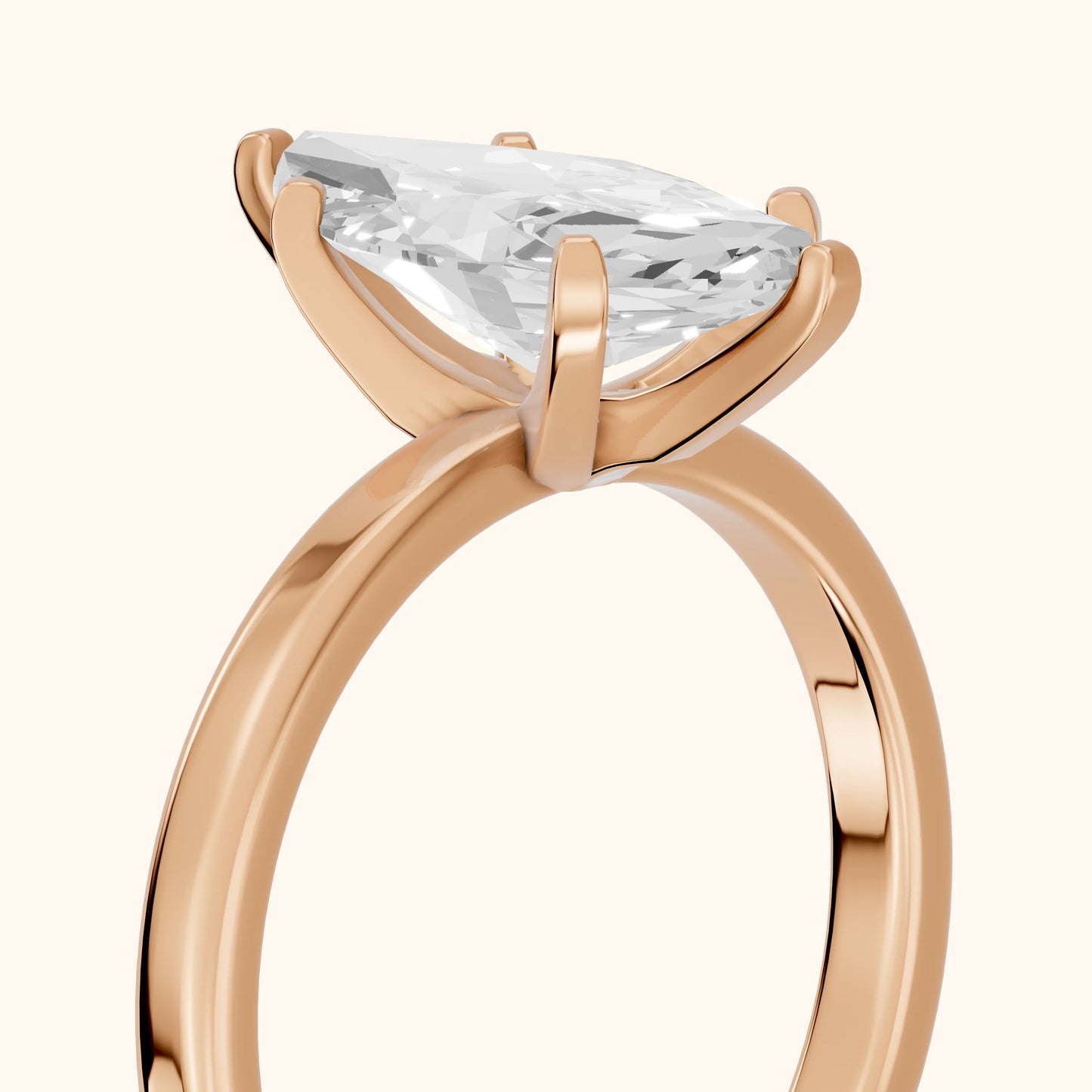 Liana Solitaire Claw Prong Marquise Diamond Engagement Ring in Rose Gold - slant-view.webp