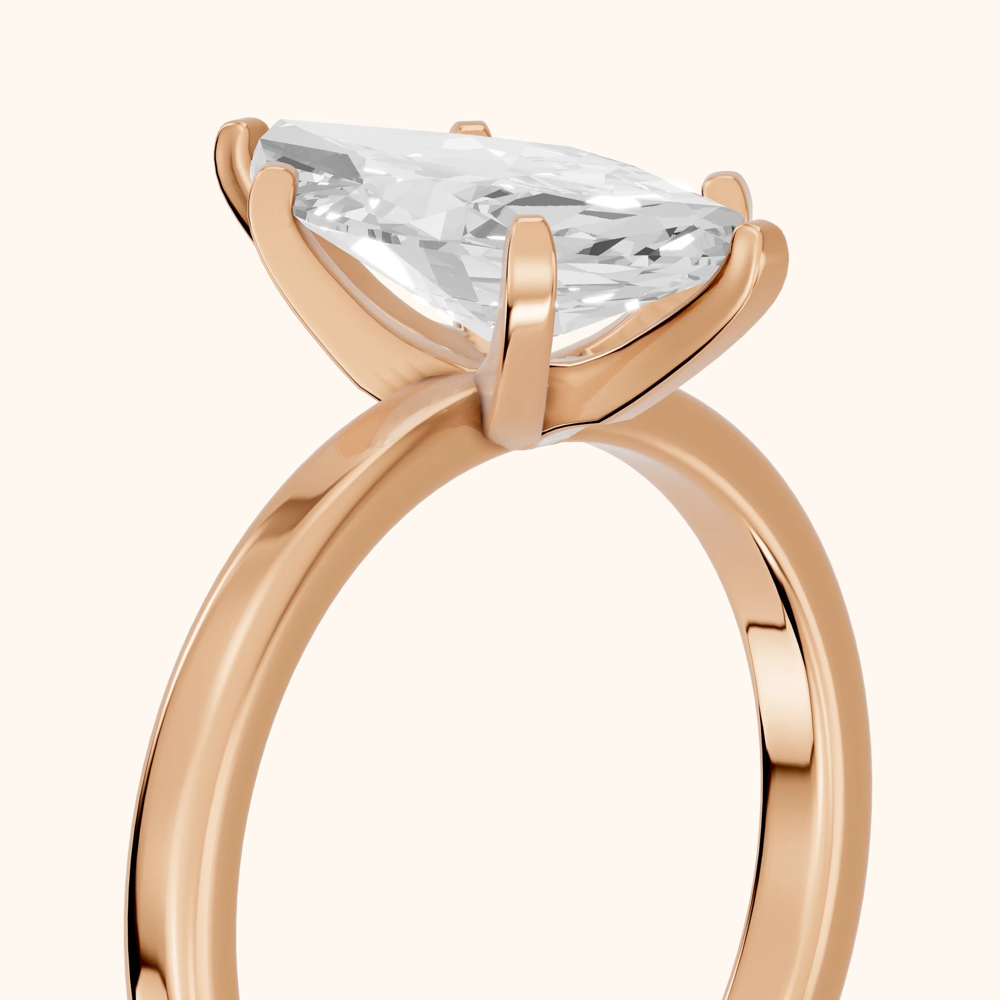 Liana Solitaire Claw Prong Marquise Diamond Engagement Ring in Rose Gold - slant-view.webp
