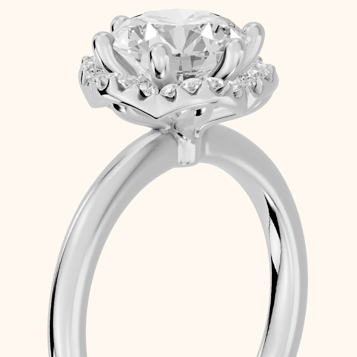 Elgin Halo Micropavé Round Diamond Engagement Ring in Silver - slant-view.webp