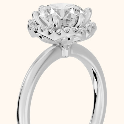 Elgin Halo Micropavé Round Diamond Engagement Ring in Silver - slant-view.webp