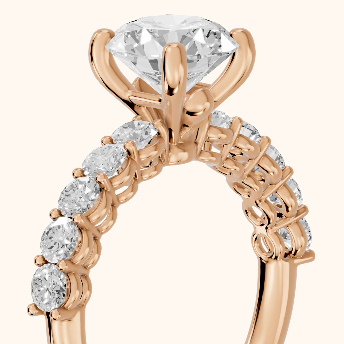 Sterling Statement Pavé Round Diamond Engagement Ring in Rose Gold - slant-view.webp