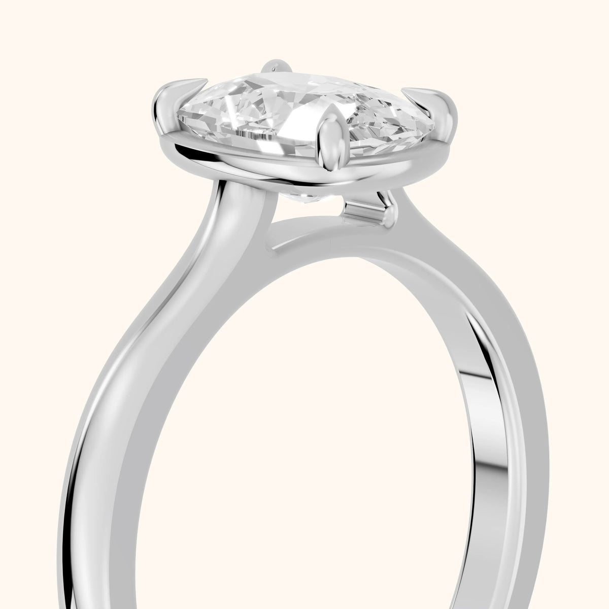 Ashland Basket Solitaire Cushion Diamond Engagement Ring in Silver - slant-view.webp