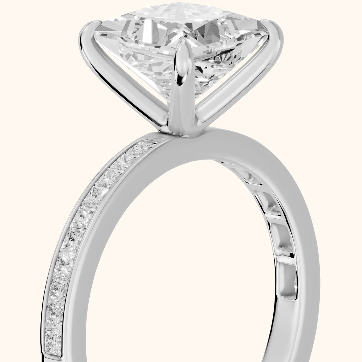 Freja Channel Set Princess Diamond Engagement Ring in Platinum - slant-view.webp