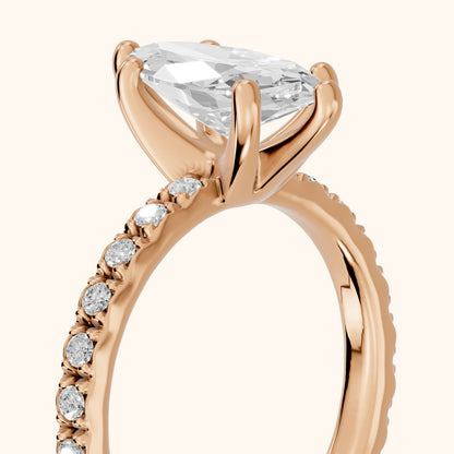 Autumn Statement Pavé Marquise Diamond Engagement Ring in Rose Gold - slant-view.webp
