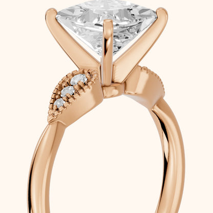 Adora Vintage Milgrain Princess Diamond Engagement Ring in Rose Gold - slant-view.webp