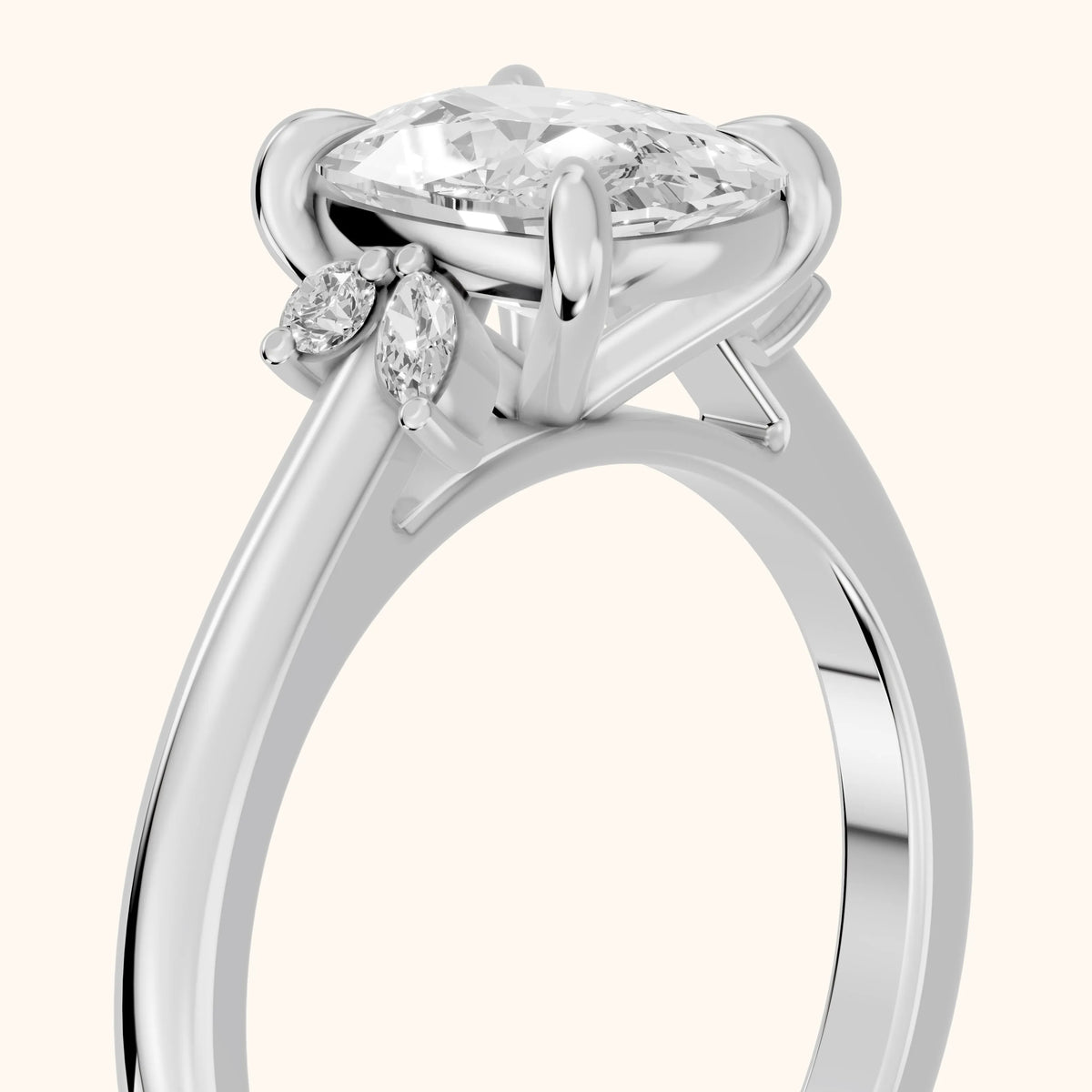 Hattie Leaf Cushion Diamond Engagement Ring in Platinum - slant-view.webp