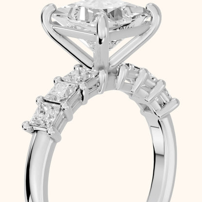 Liza Beaded Five-Stone Princess Diamond Engagement Ring in Platinum - slant-view.webp