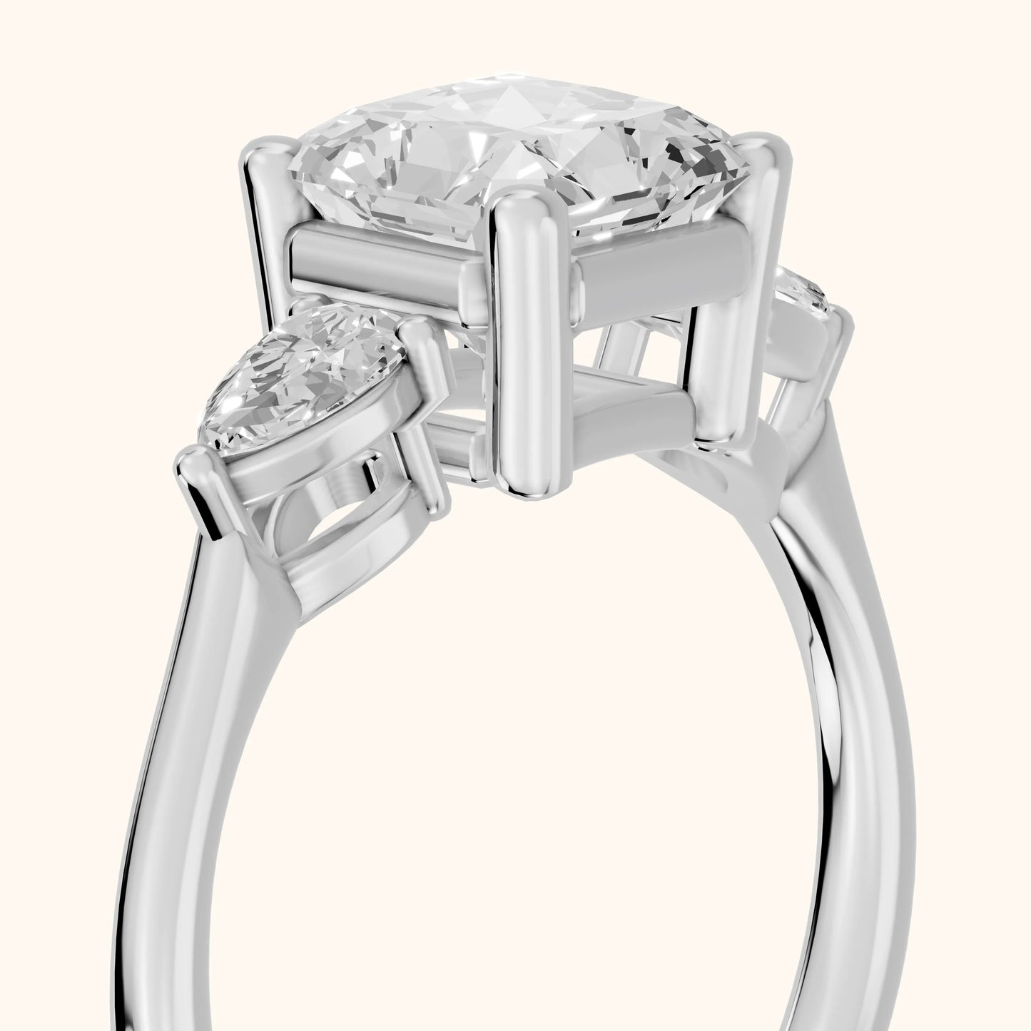 Faye Three-Stone Trellis Radiant Diamond Ring in Platinum - slant-view.webp