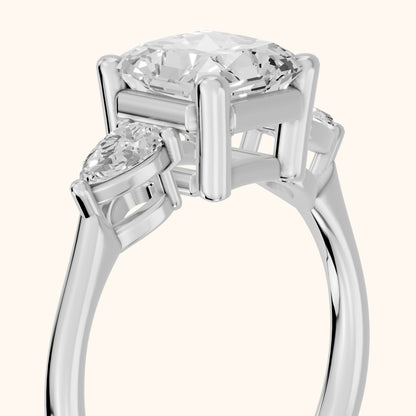 Faye Three-Stone Trellis Radiant Diamond Ring in Platinum - slant-view.webp