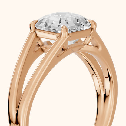 Giselle Solitaire Split Shank Asscher Diamond Engagement Ring in Rose Gold - slant-view.webp