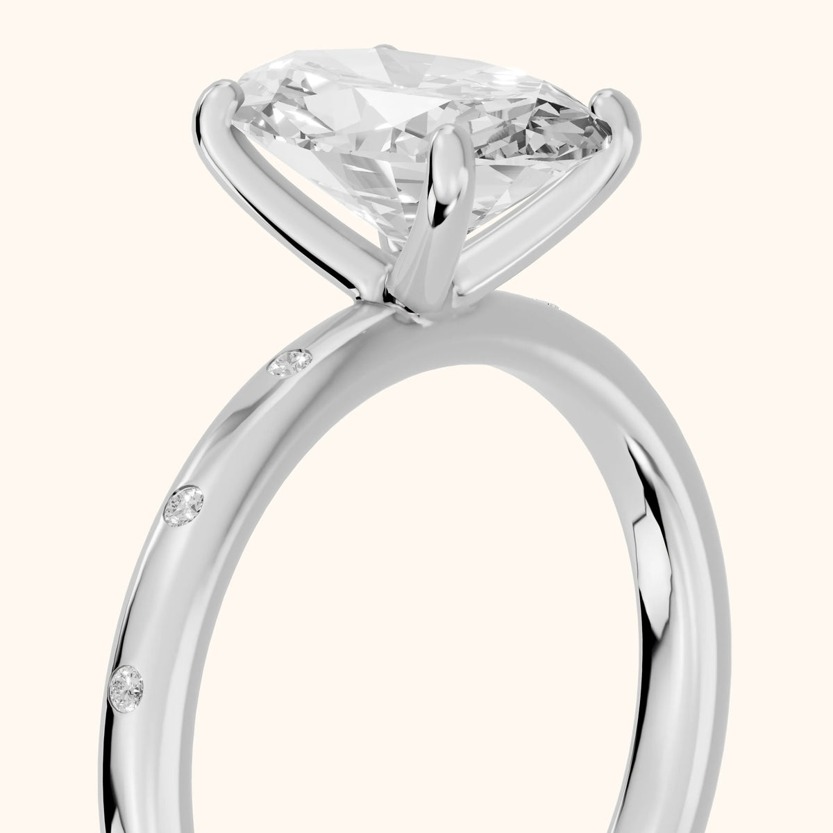 Dulcie Flush-Set Oval Diamond Engagement Ring in Platinum - slant-view.webp