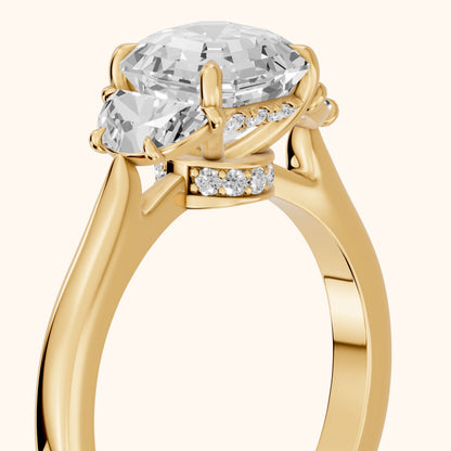 Romy Three-Stone Asscher Diamond Engagement Ring in Yellow Gold - slant-view.webp