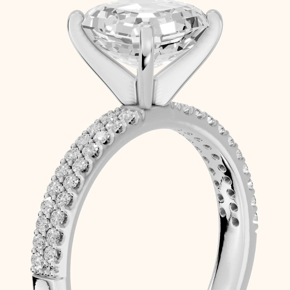 Sirena Micropavé Asscher Diamond Engagement Ring in Silver - slant-view.webp