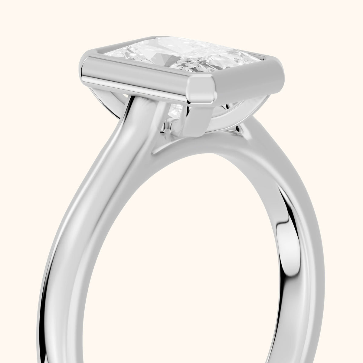 Jolie Bezel Solitaire Radiant Diamond Engagement Ring in White Gold - slant-view.webp