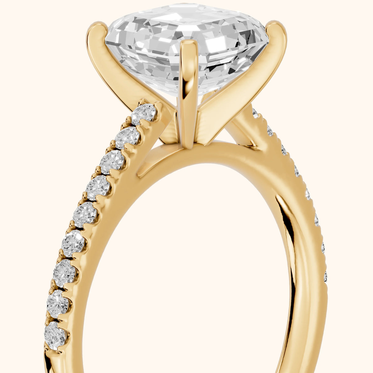 Ailsa Micropavé Asscher Diamond Engagement Ring in Yellow Gold - slant-view.webp