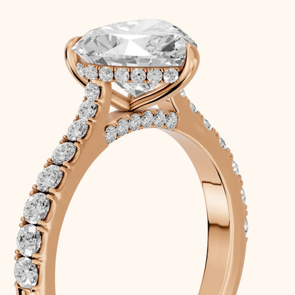 Gia Hidden Halo Pavé Heart Diamond Ring in Rose Gold - slant-view.webp
