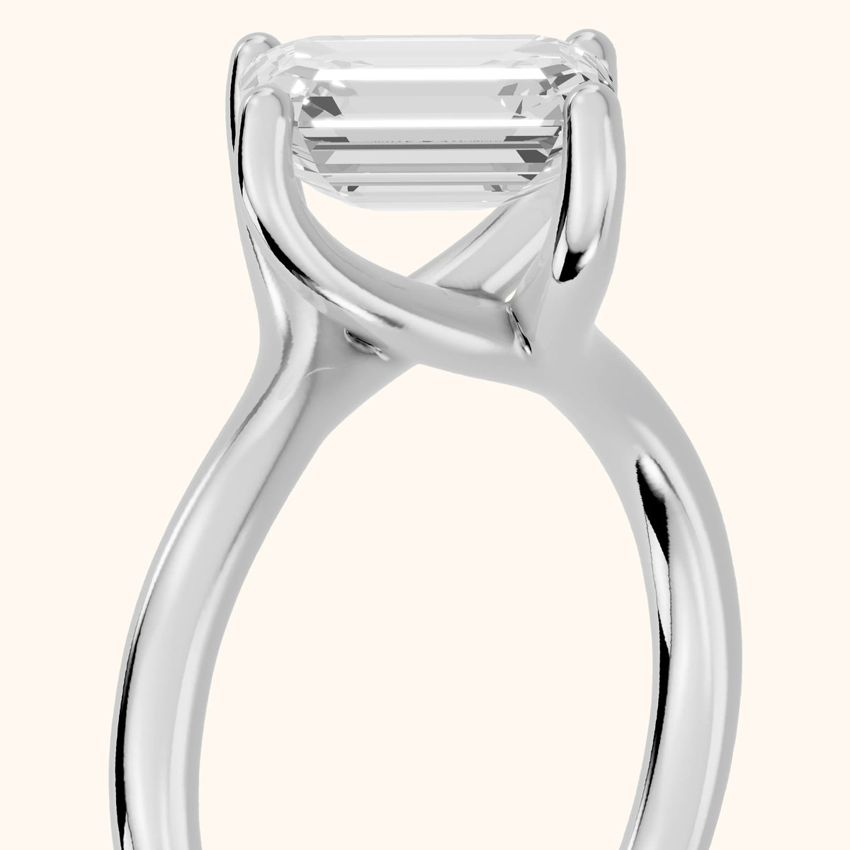 Clio Bypass Solitaire Emerald Diamond Engagement Ring in White Gold - slant-view.webp