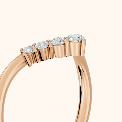 Simone Curved Round Diamond Wedding Band in Rose Gold - slant-view