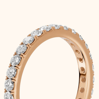Blair French Pavé Round Diamond Eternity Band in Rose Gold - slant-view