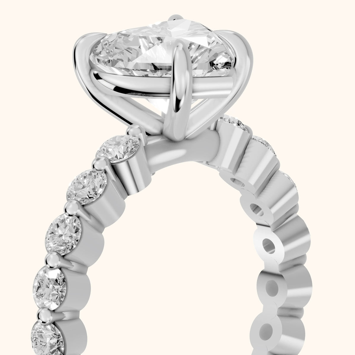 Bridget Sidestone Heart Diamond Engagement Ring in Silver - slant-view.webp
