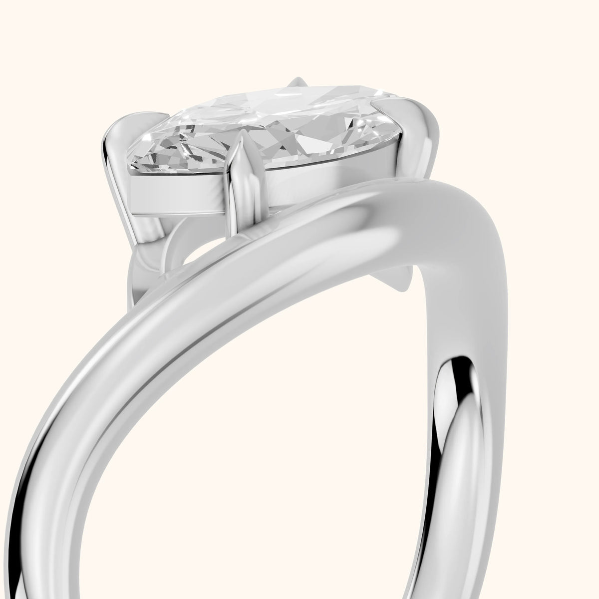 Katherine East-West Bypass Marquise Diamond Engagement Ring in Silver - slant-view.webp