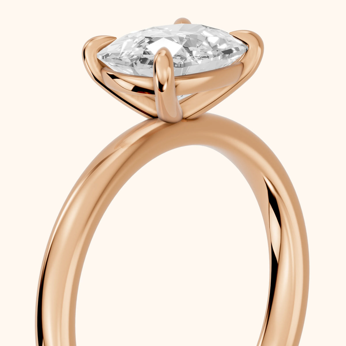 Solvang East-West Solitaire Cushion Diamond Engagement Ring in Rose Gold - slant-view.webp