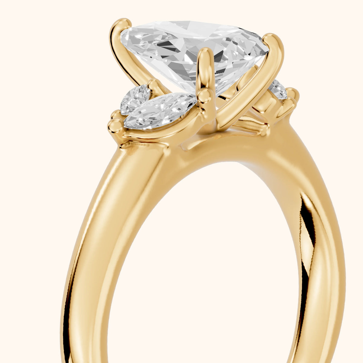 Napa Leaf Cluster Pear Diamond Engagement Ring in Yellow Gold - slant-view.webp