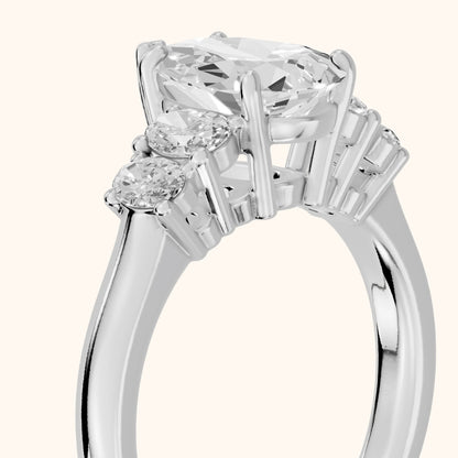 Kirsten Graduated Five-Stone Pear Diamond Engagement Ring in Silver - slant-view.webp