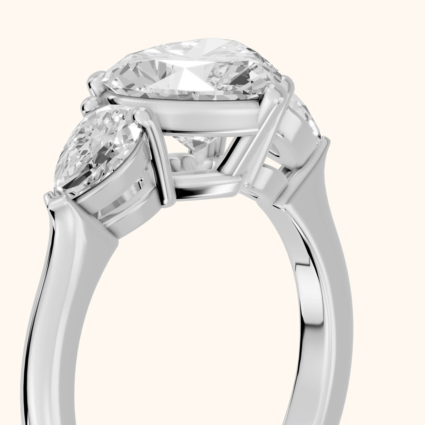 Mirabel Three-Stone Heart Diamond Engagement Ring in Platinum - slant-view.webp