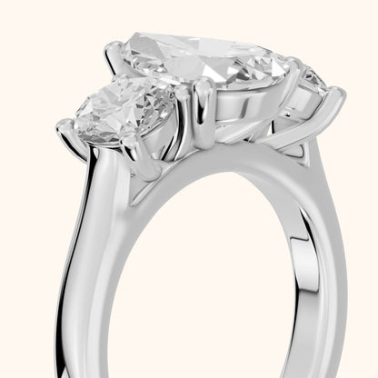 Callie Three-Stone Trellis Pear Diamond Engagement Ring in Silver - slant-view.webp