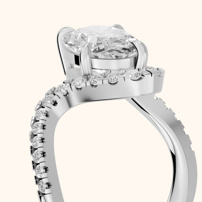 Cambria Bypass Pavé Oval Diamond Engagement Ring in Silver - slant-view.webp