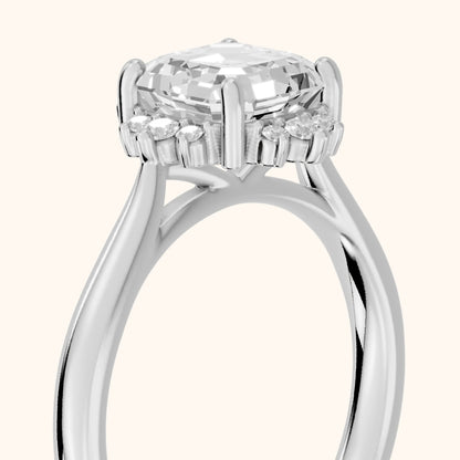Linden Starburst Cluster Asscher Diamond Engagement Ring in Silver - slant-view.webp