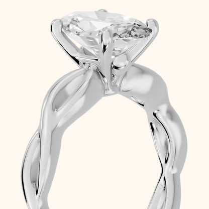 Wisteria Twist Solitaire Oval Diamond Engagement Ring in Silver - slant-view.webp