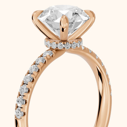 Maya Hidden Halo Pavé Round Diamond Engagement Ring in Rose Gold - slant-view.webp
