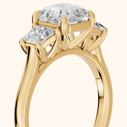 Sienna Three-Stone Asscher Diamond Ring in Yellow Gold - slant-view.webp