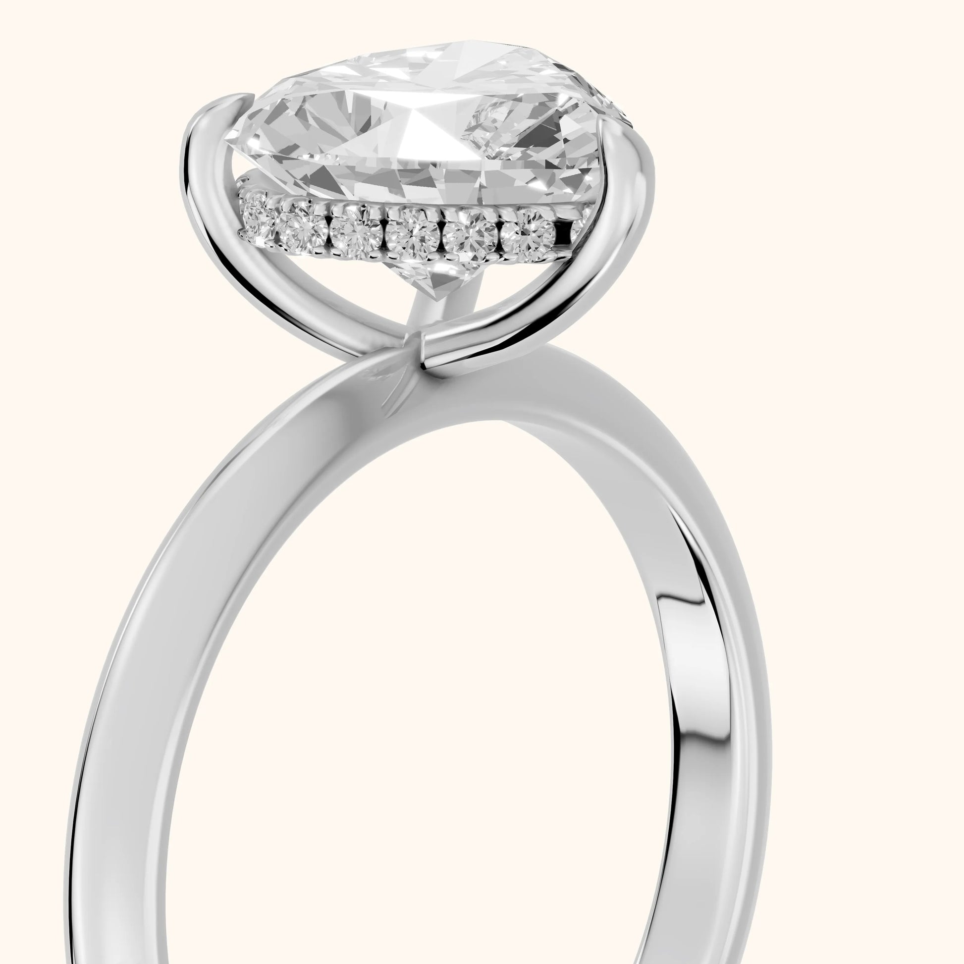 Amaya Hidden Halo Heart Diamond Ring in Platinum - slant-view.webp