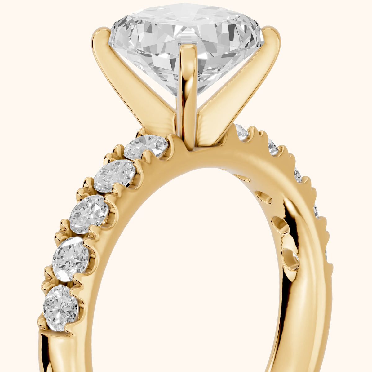 Alix Statement Pavé Cushion Diamond Engagement Ring in Yellow Gold - slant-view.webp