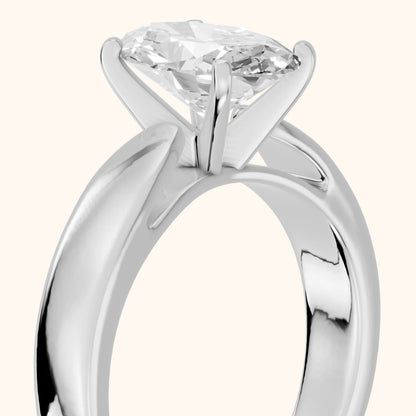 Amalia Wide Band Cathedral Oval Diamond Engagement Ring in Silver - slant-view.webp