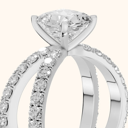 Lior Criss Cross Pavé Radiant Diamond Engagement Ring in Platinum - slant-view.webp