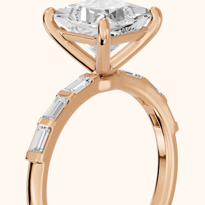 Bailey Baguette Princess Diamond Engagement Ring in Rose Gold - slant-view.webp