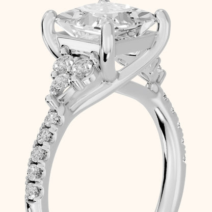 Alta Pavé Cluster Princess Diamond Engagement Ring in White Gold - slant-view.webp